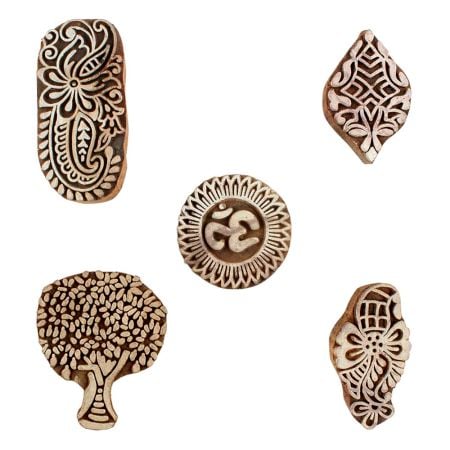 Set of 5 Piece New Mix Wooden Printing Blocks